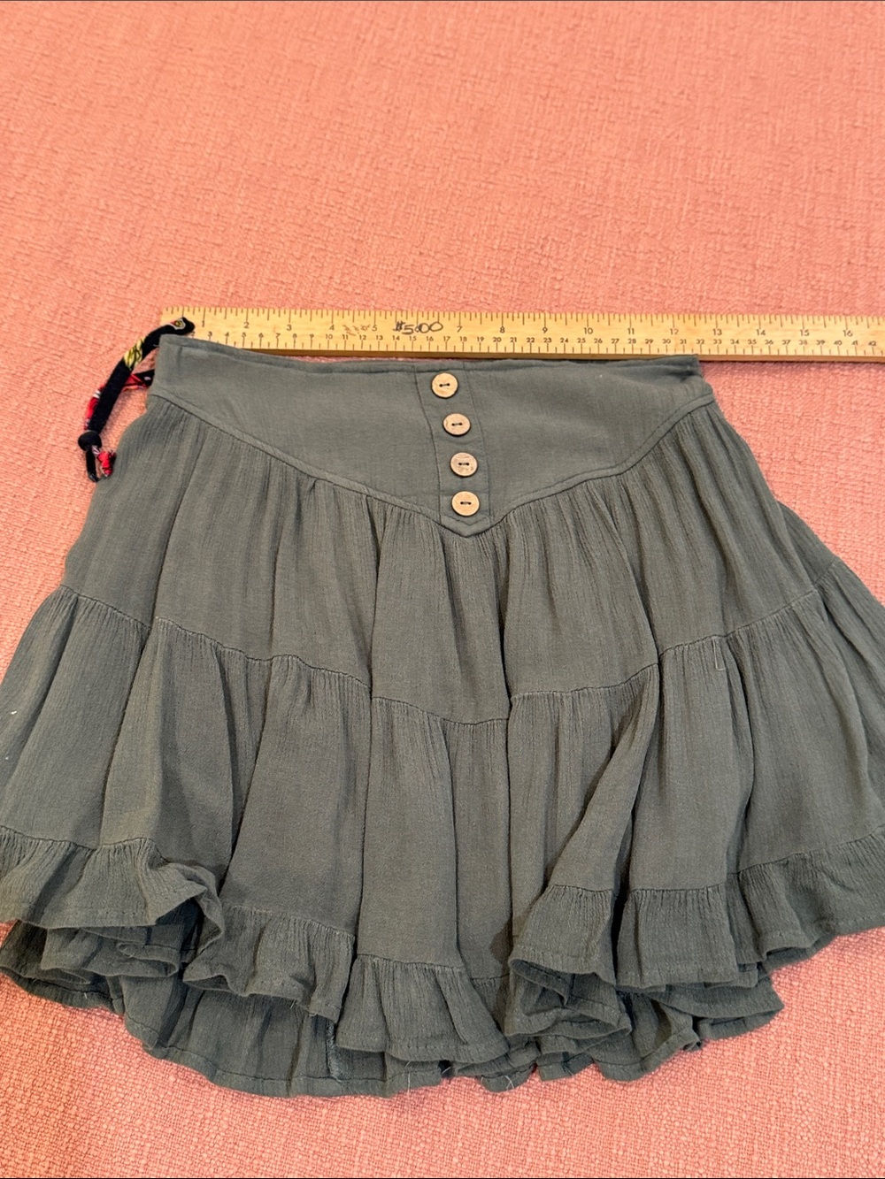 ILLA ILLA small green Tiered Ruffle lined Mini Skirt - Picture 7 of 11